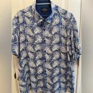 Nat Nast White and Blue Geometric Men's Shirt